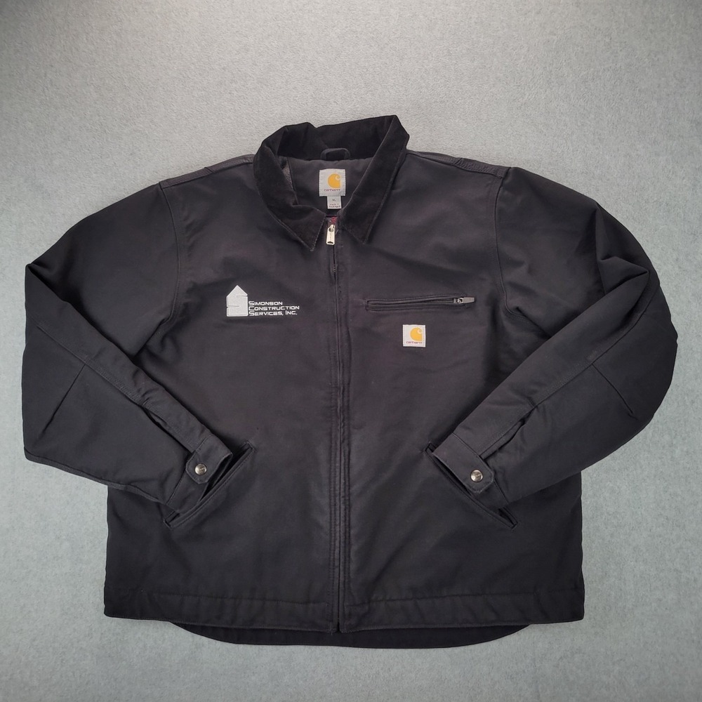 Carhartt Detroit Jacket Mens XL Black Blanket Lined Duck Canvas Full Zip 103828